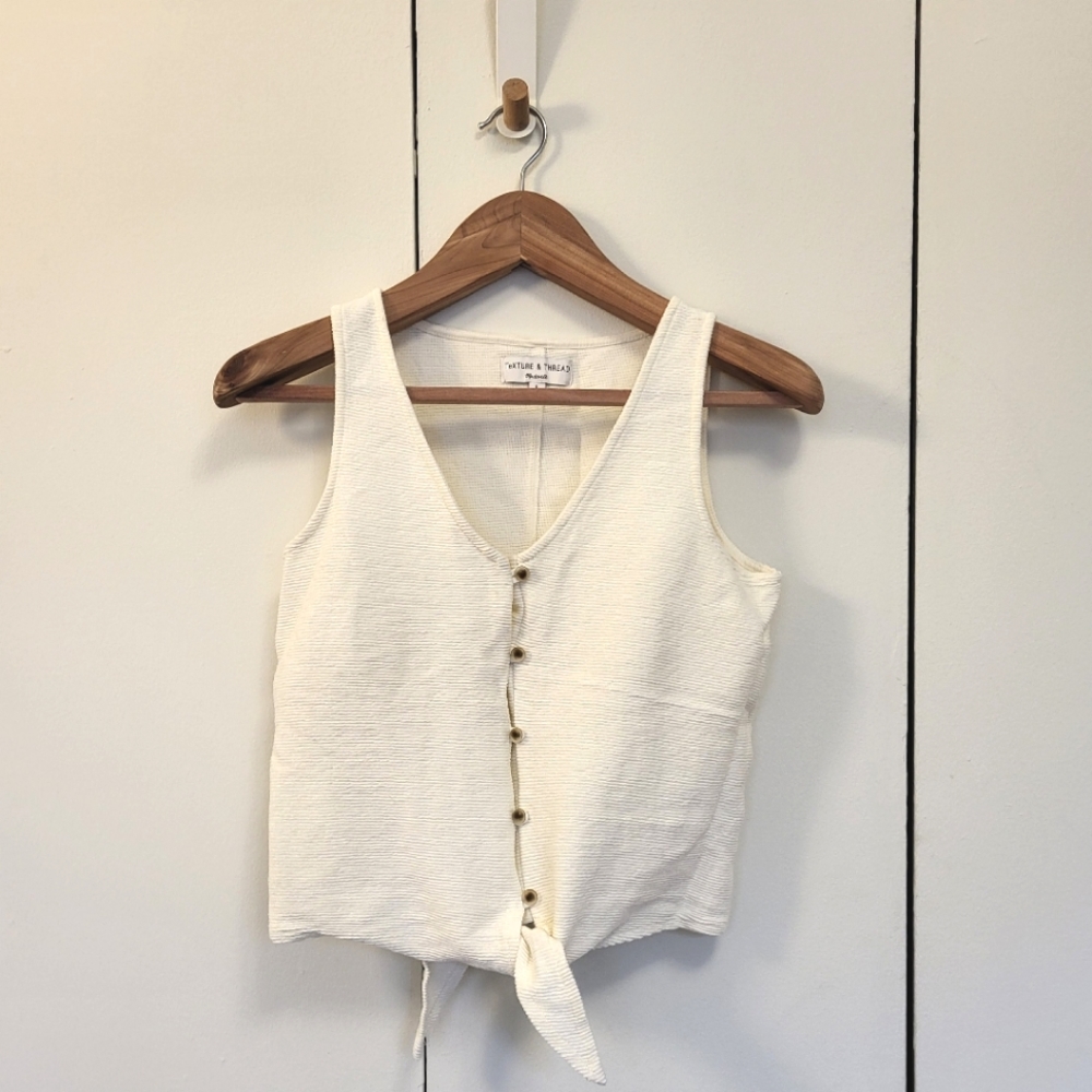 Madewell Button-Front Tie White Tank Top S